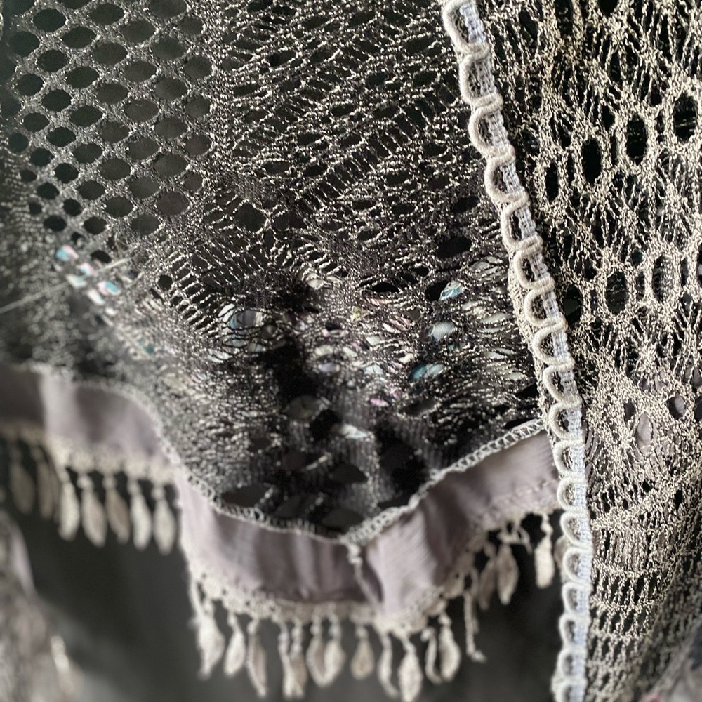 Triangle Scarf Shawl Sheer Embellished Perfect for Prom Wedding Travel!! Vintage - Picture 5 of 11